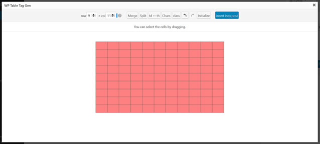 WP Table Tag Gen表格插件