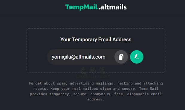 TempMail.altmails临时免费邮箱 免费匿名邮箱好工具