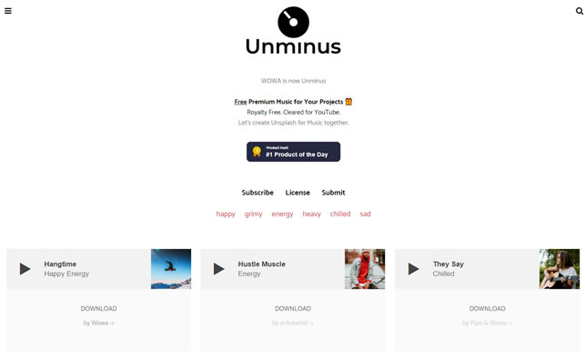 Unminus提供免费可商用免费MP3音乐 不担心版权
