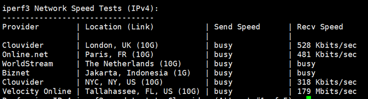 iperf3网络速度测试