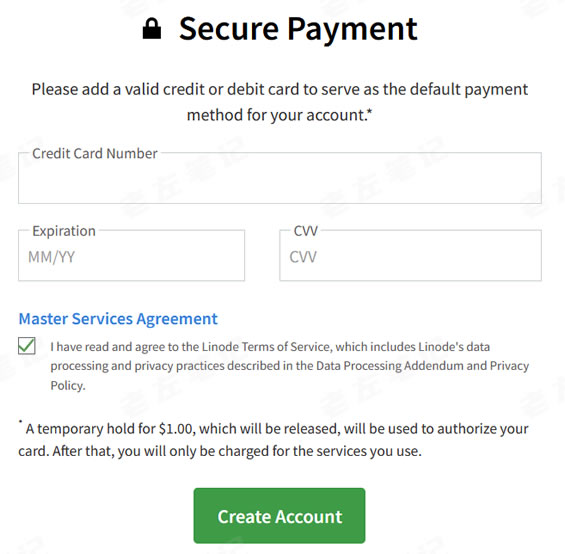 Linode只能信用卡注册付款